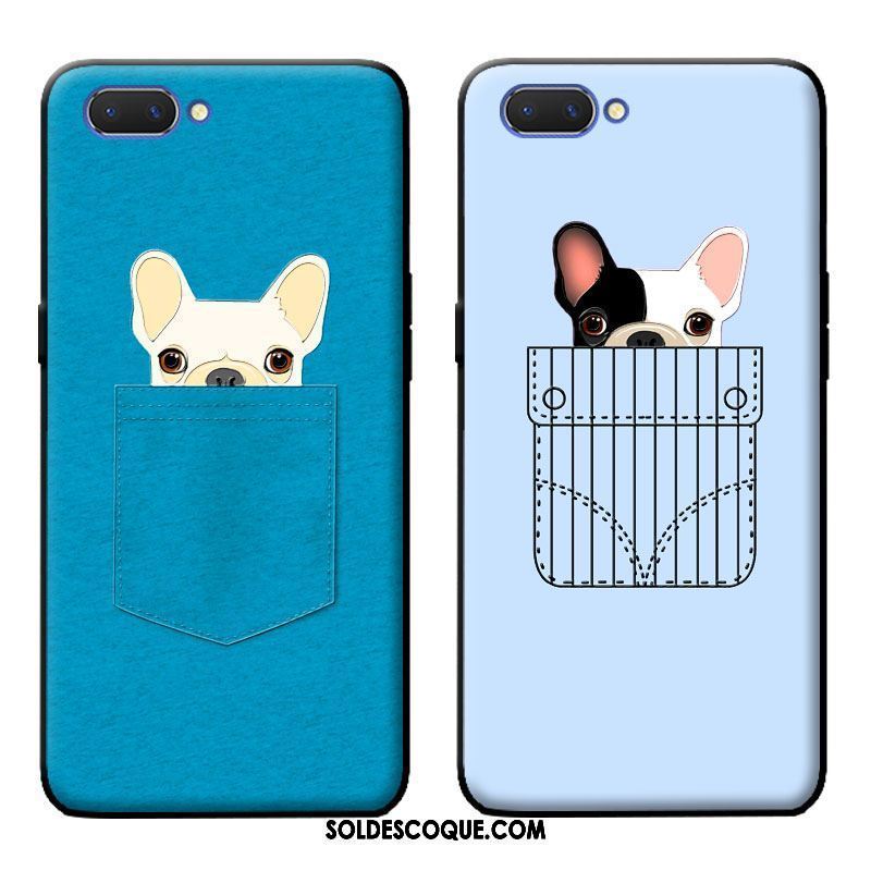 Coque Oppo A3s Fluide Doux Silicone Amoureux Chiens Bleu En Ligne