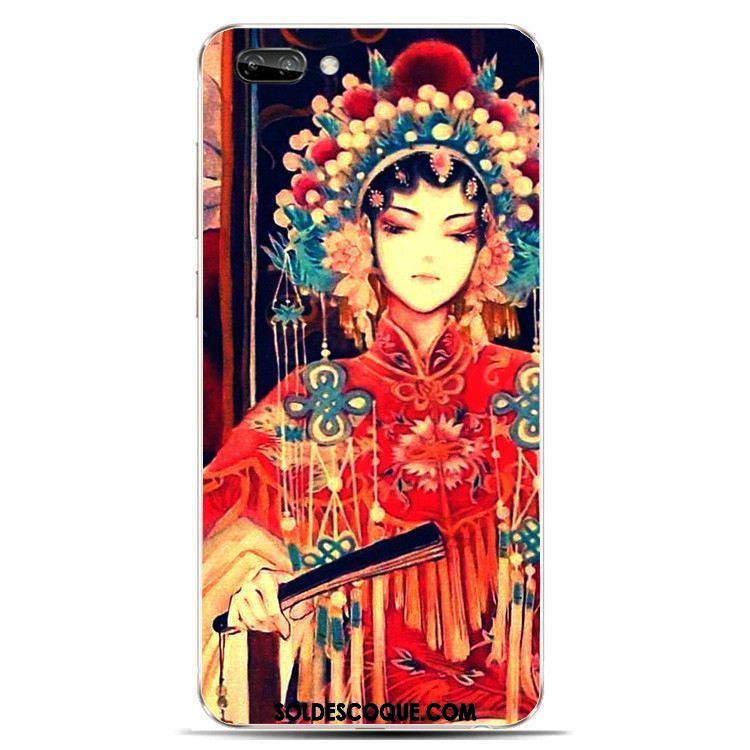 Coque Oppo A3s Fluide Doux Silicone Style Chinois Étui Rouge En Vente