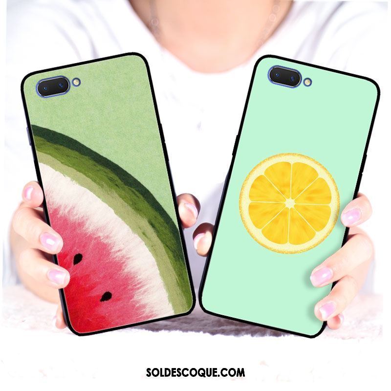 Coque Oppo A3s Pastèque Verre Silicone Fruit Miroir Pas Cher