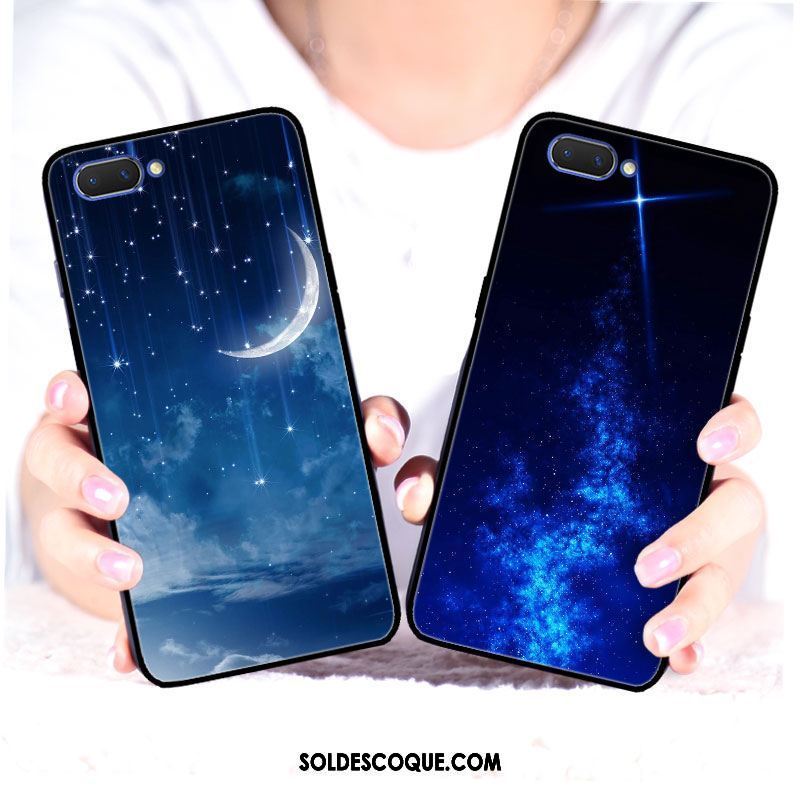 Coque Oppo A3s Étui Brillant Protection Verre Bleu En Ligne