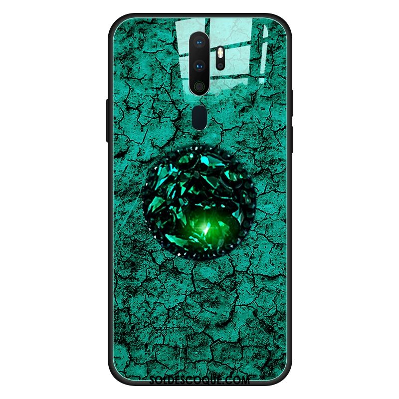 Coque Oppo A5 2020 Verre Étui Nouveau Vert Téléphone Portable Pas Cher