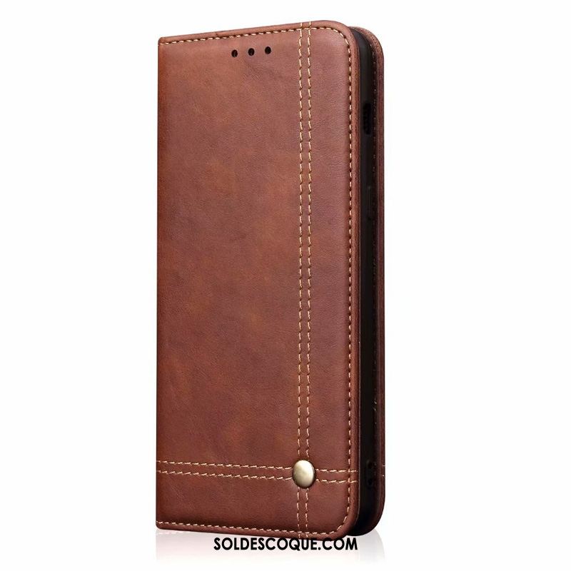 Coque Oppo A5 2020 Étui En Cuir Tempérer Membrane Marron Téléphone Portable Housse Soldes