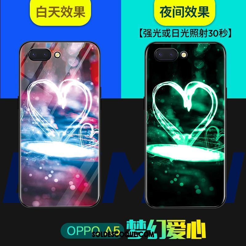 Coque Oppo A5 Créatif Net Rouge Incassable Couvercle Arrière Lumineuses En Vente