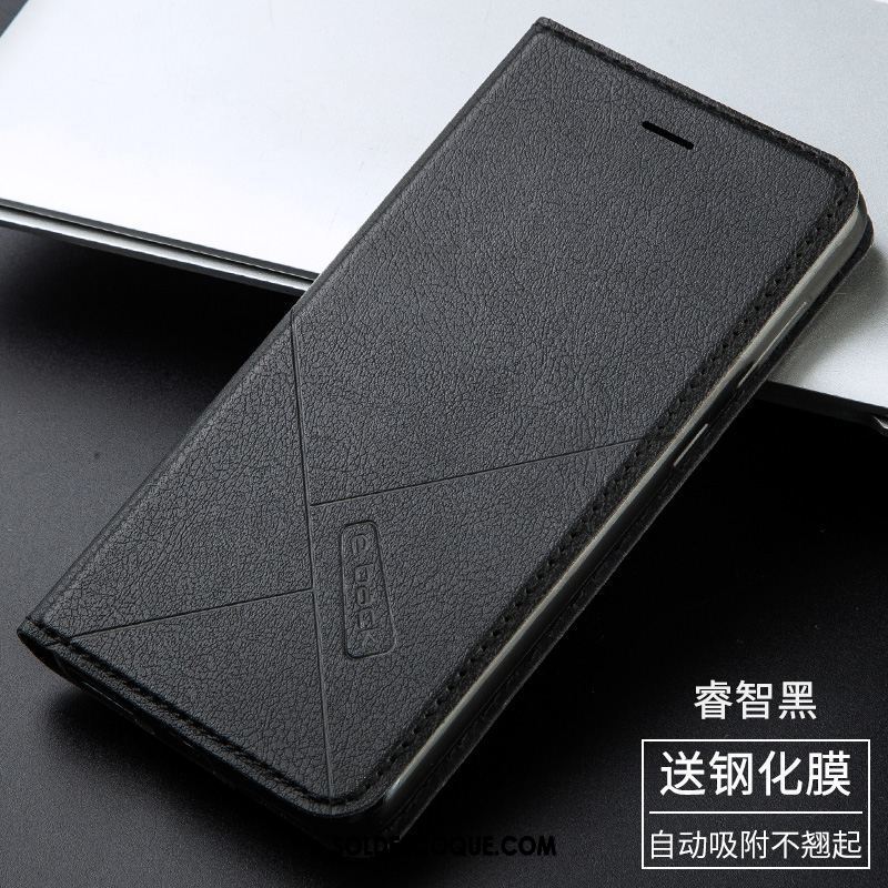 Coque Oppo A73 Noir Étui Incassable Étui En Cuir Protection Pas Cher