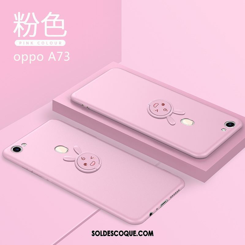 Coque Oppo A73 Rose Anneau Créatif Silicone Dessin Animé Housse France
