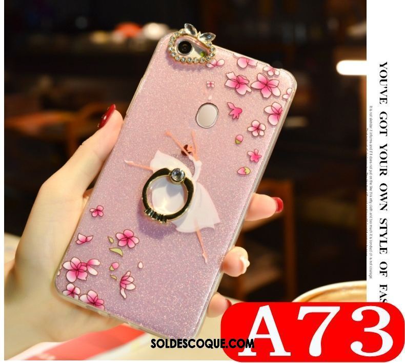 Coque Oppo A73 Rose Fluide Doux Tout Compris Strass Silicone En Ligne