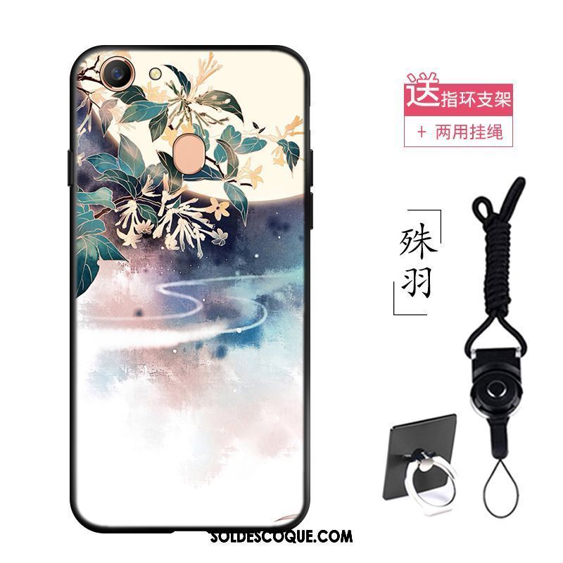 Coque Oppo A73 Style Chinois Incassable Floral Créatif Délavé En Daim Pas Cher