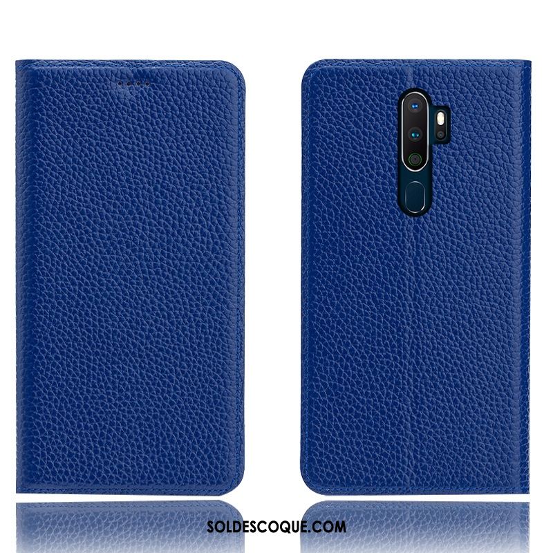 Coque Oppo A9 2020 Étui En Cuir Téléphone Portable Tout Compris Cuir Véritable Incassable Housse Pas Cher