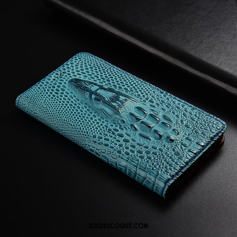 Coque Oppo Ax7 Tout Compris Modèle Fleurie Bleu Étui Cuir Véritable Pas Cher