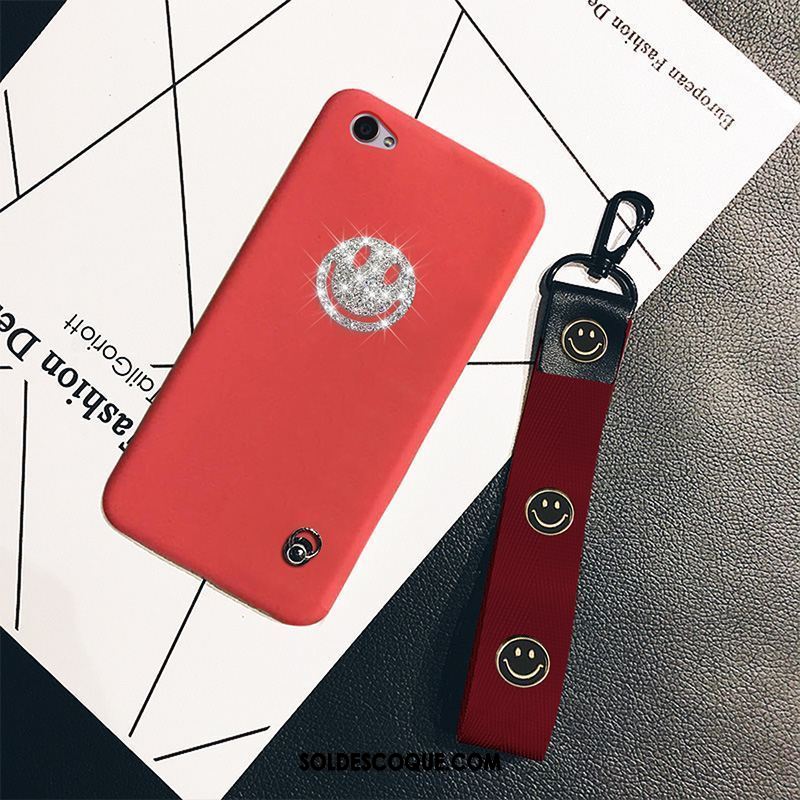 Coque Oppo F7 Youth Délavé En Daim Étui Fluide Doux Rouge Strass En Ligne