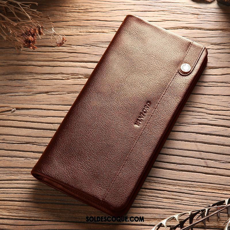 Coque Oppo F9 Marron Cuir Haut Fermeture Éclair Portefeuilles Tendance Pas Cher