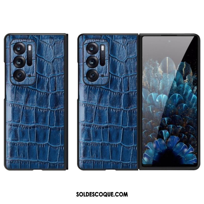 Coque Oppo Find N Cuir Véritable Cuir Texture Crocodile