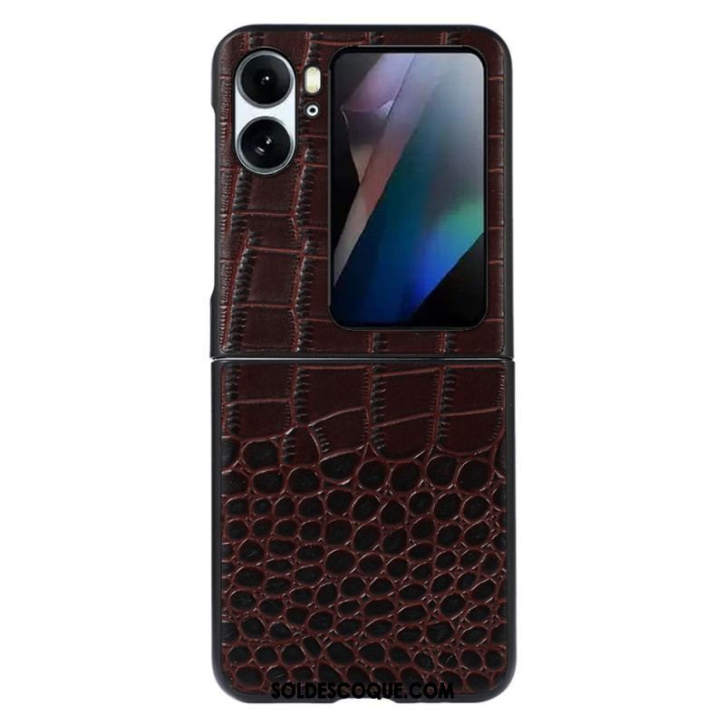 Coque Oppo Find N2 Flip Vrai cuir Style Peau de Crocodile