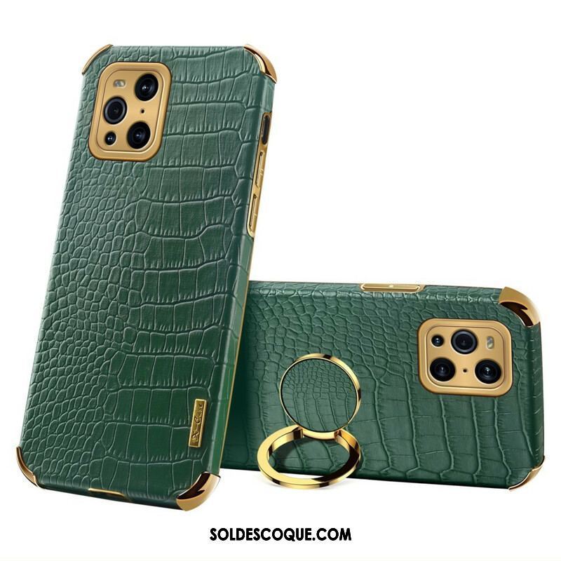 Coque Oppo Find X3 / X3 Pro X-CASE Effet Peau Crocodile