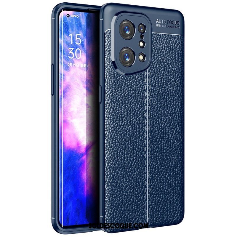 Coque Oppo Find X5 Effet Cuir Litchi Double line