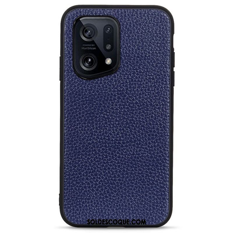 Coque Oppo Find X5 Véritable Cuir Litchi