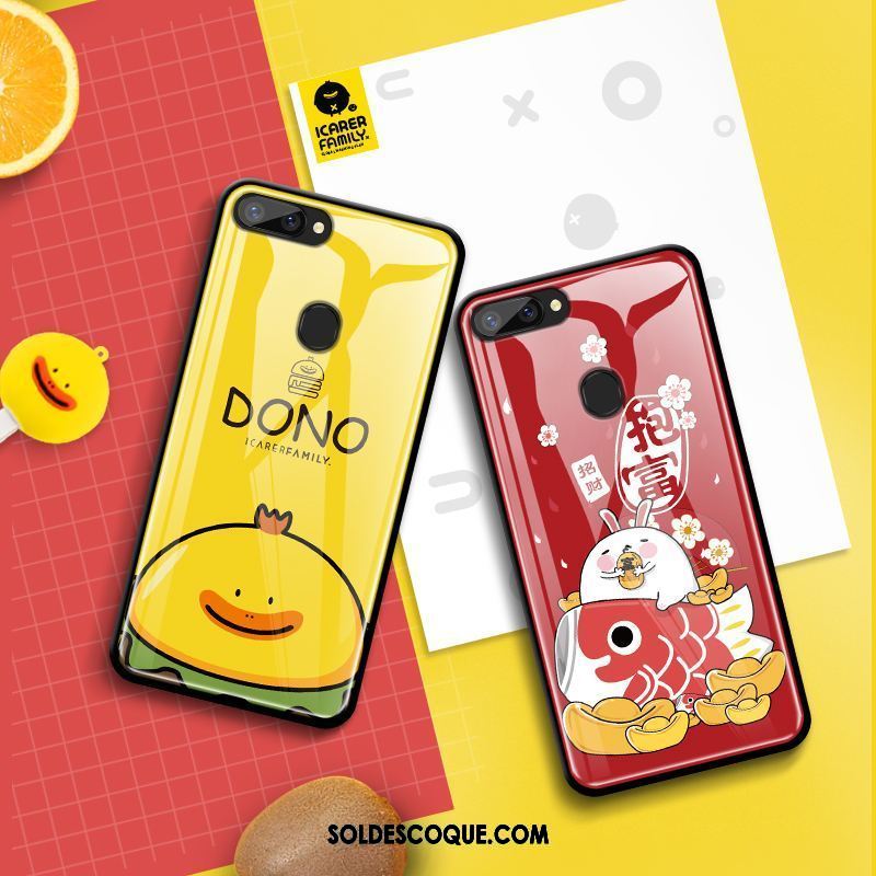 Coque Oppo R15 Dessin Animé Verre Étui Jaune Téléphone Portable Housse En Vente