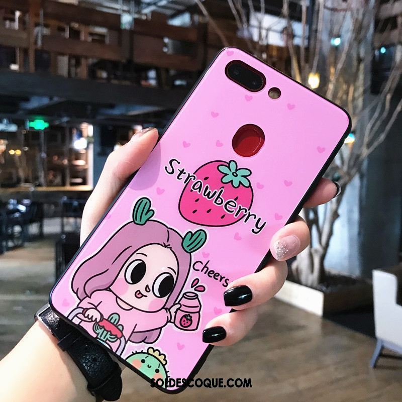 Coque Oppo R15 Pro Amoureux Étui Rose Verre Fluide Doux Pas Cher