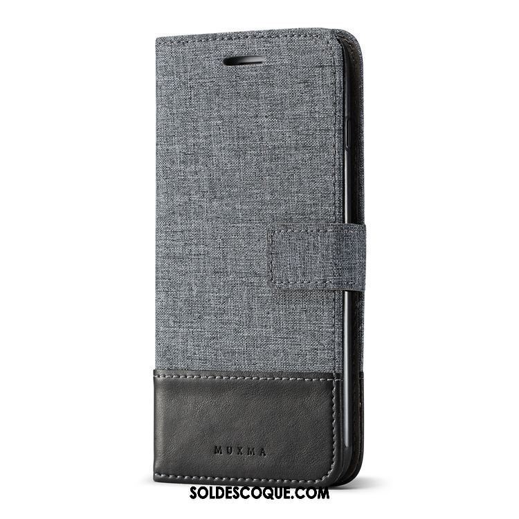 Coque Oppo R15 Pro Denim Étui En Cuir Noir Carte Incassable Pas Cher