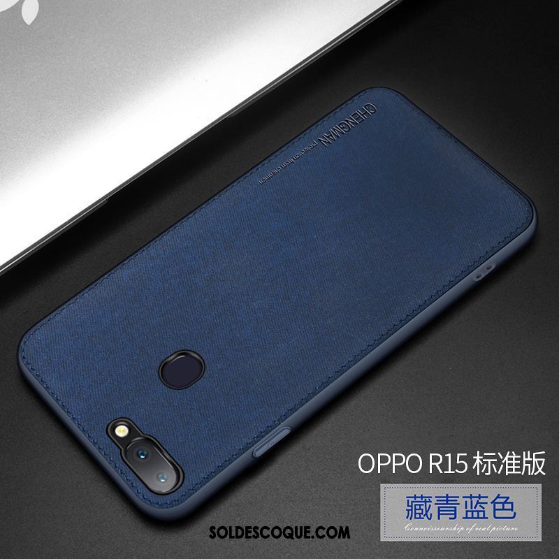 Coque Oppo R15 Silicone Bleu Tendance Délavé En Daim Incassable France