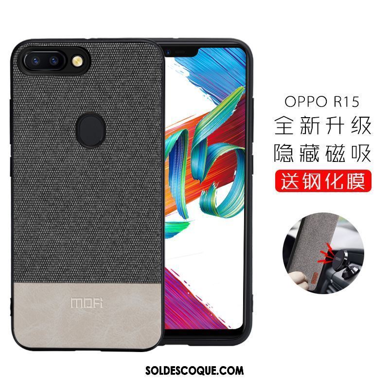 Coque Oppo R15 Silicone Noir Tissu Légère Étoile En Ligne