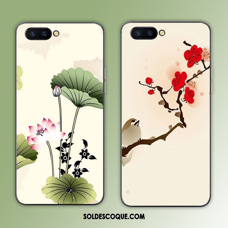 Coque Oppo R15 Téléphone Portable Encre Prune Fleur Fluide Doux Soldes