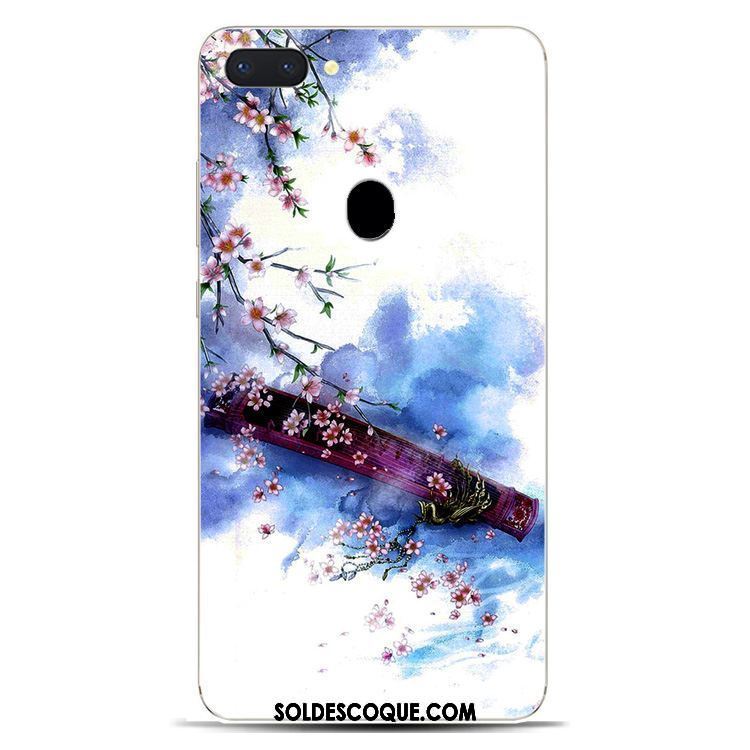 Coque Oppo R15 Téléphone Portable Style Chinois Créatif Bleu Encre Soldes