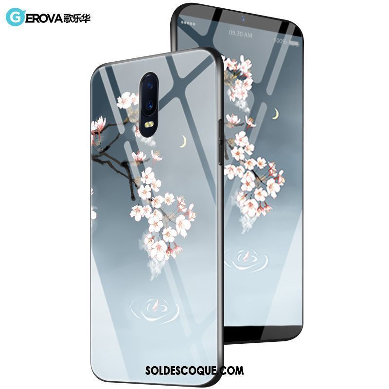 Coque Oppo R17 Délavé En Daim Étui Fluide Doux Verre Téléphone Portable Pas Cher