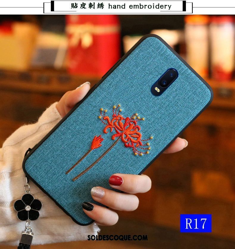 Coque Oppo R17 Fluide Doux Étui Incassable Bleu Tout Compris En Ligne