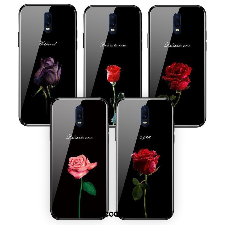 Coque Oppo R17 Noir Silicone Verre Étui Amoureux Pas Cher