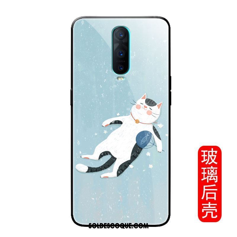 Coque Oppo R17 Pro Bleu Marque De Tendance Tout Compris Chat Verre Pas Cher