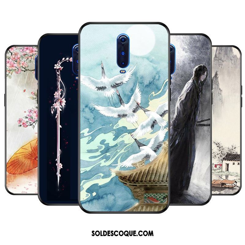 Coque Oppo R17 Pro Style Chinois Bleu Fluide Doux Grue Rose France