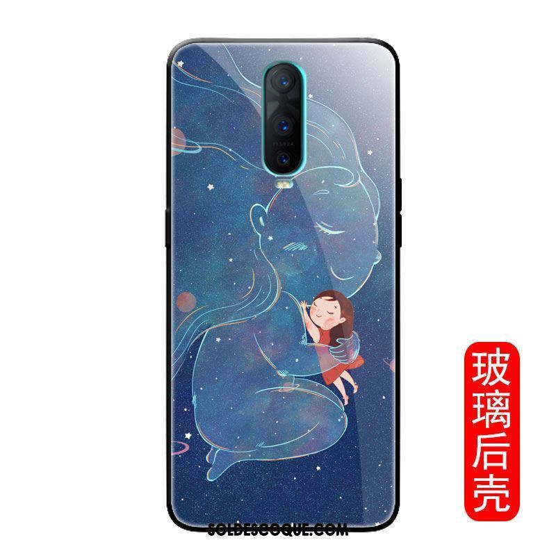 Coque Oppo R17 Pro Verre Téléphone Portable Bleu Miroir Marque De Tendance Pas Cher