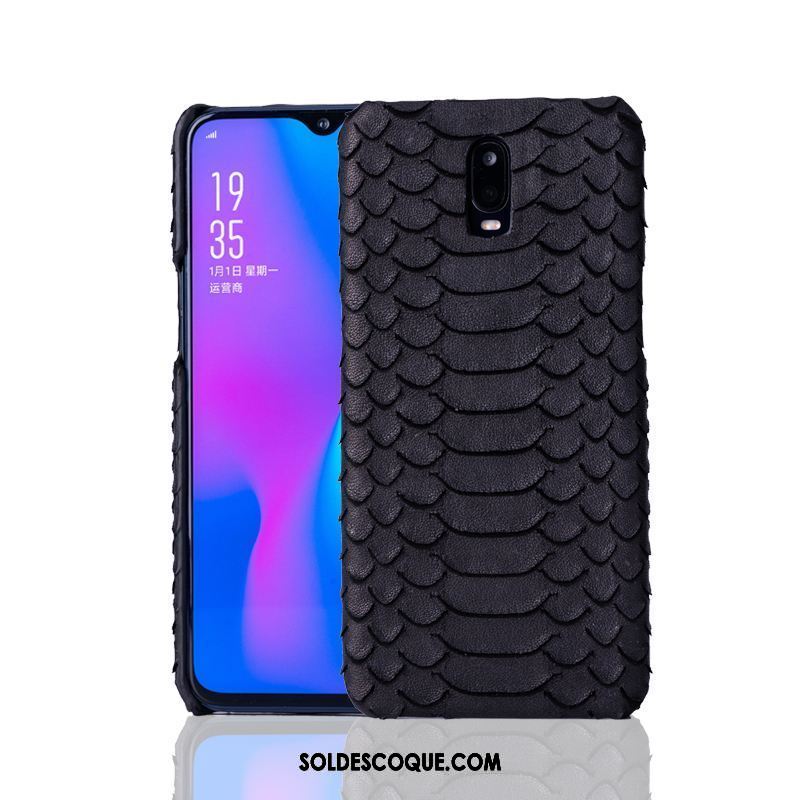 Coque Oppo R17 Protection Cuir Véritable Noir Luxe Mode En Ligne