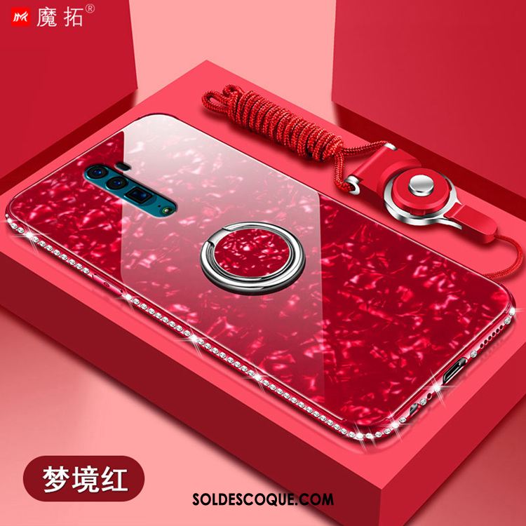 Coque Oppo Reno 10x Zoom Modèle Fleurie Rouge Coquille Téléphone Portable Verre Trempé En Vente