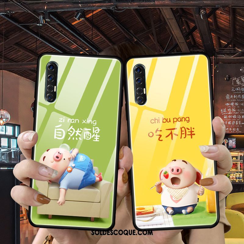 Coque Oppo Reno 3 Pro Dessin Animé Tendance Fluide Doux Vert Étui Pas Cher