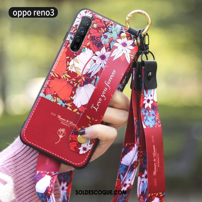 Coque Oppo Reno 3 Silicone Incassable Créatif Téléphone Portable Rouge Soldes