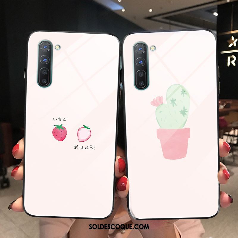 Coque Oppo Reno 3 Téléphone Portable Dessin Animé Rose Fraise Protection Pas Cher