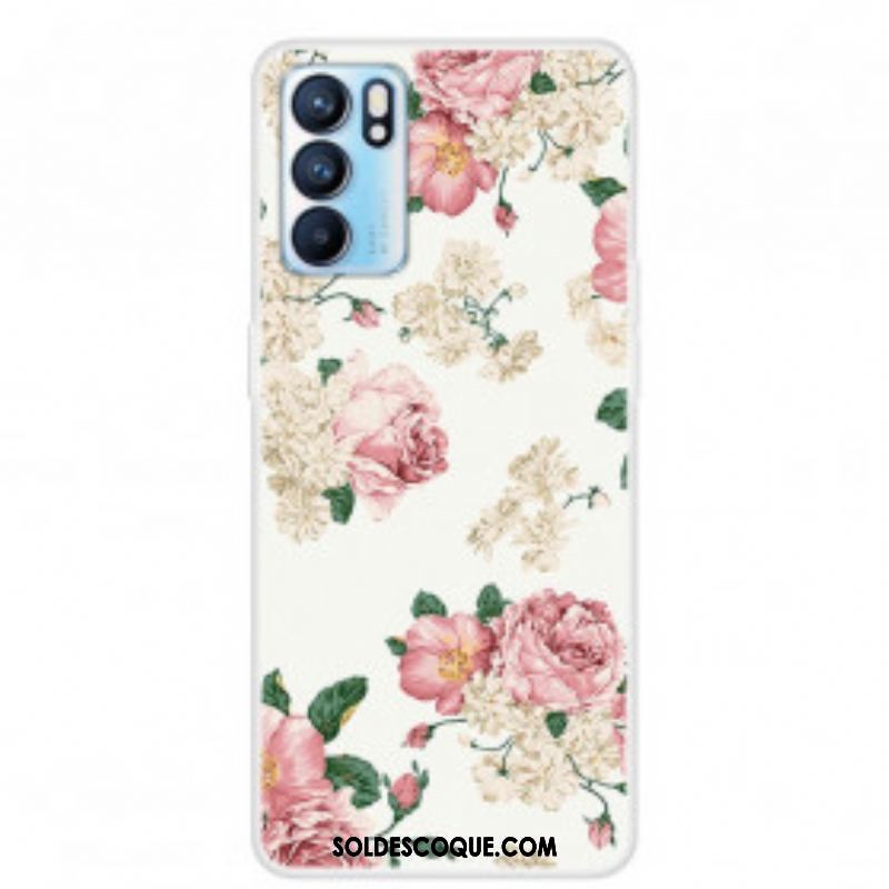 Coque Oppo Reno 6 5G Transparente Fleurs Liberty