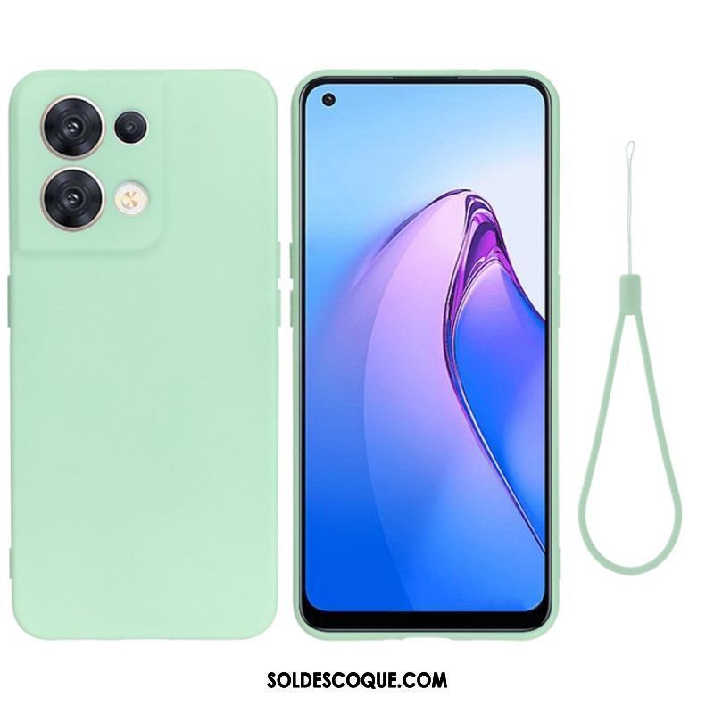 Coque Oppo Reno 8 Silicone Liquide à Lanière