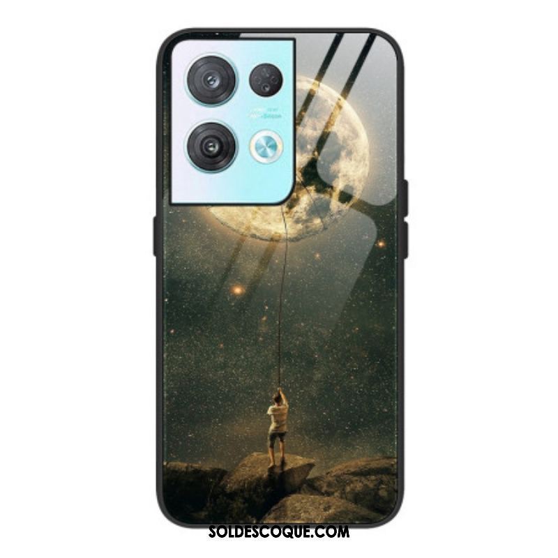 Coque Oppo Reno 8 Verre Trempé l'Homme à la Lune