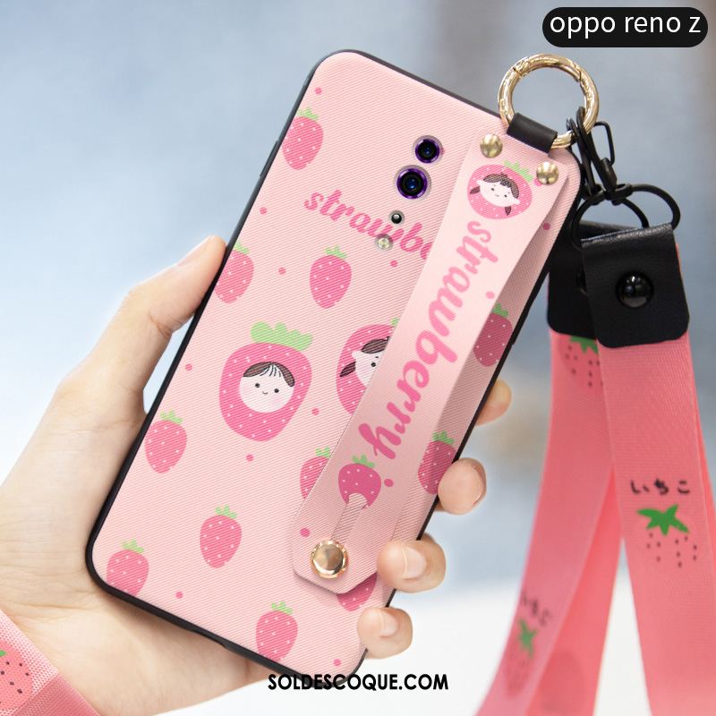 Coque Oppo Reno Z Protection Ornements Suspendus Fraise Fluide Doux Rouge En Ligne