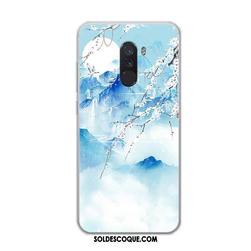 Coque Pocophone F1 Bleu Incassable Créatif Étui Fluide Doux France