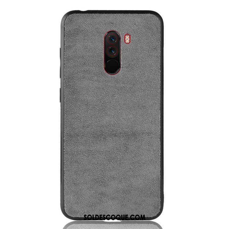 Coque Pocophone F1 Gris Protection Fluide Doux Étui Velours Pas Cher