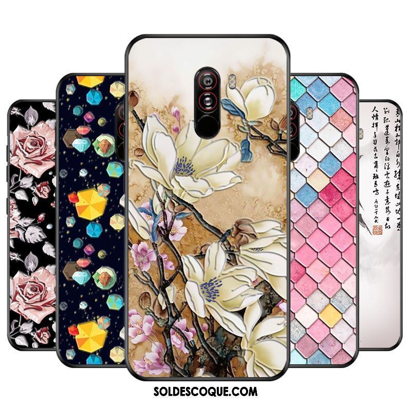 Coque Pocophone F1 Incassable Encre Vintage Mignonne Protection En Ligne