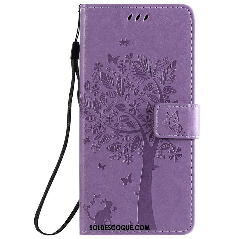 Coque Redmi 8a Étui En Cuir Téléphone Portable Incassable Violet Rouge Soldes