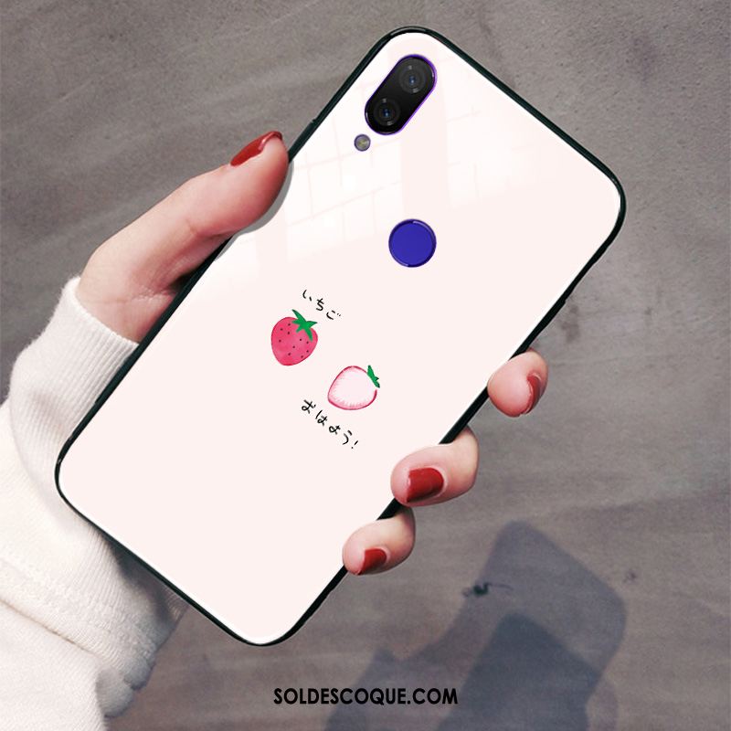 Coque Redmi Note 7 Verre Trempé Fraise Miroir Petit Incassable Pas Cher