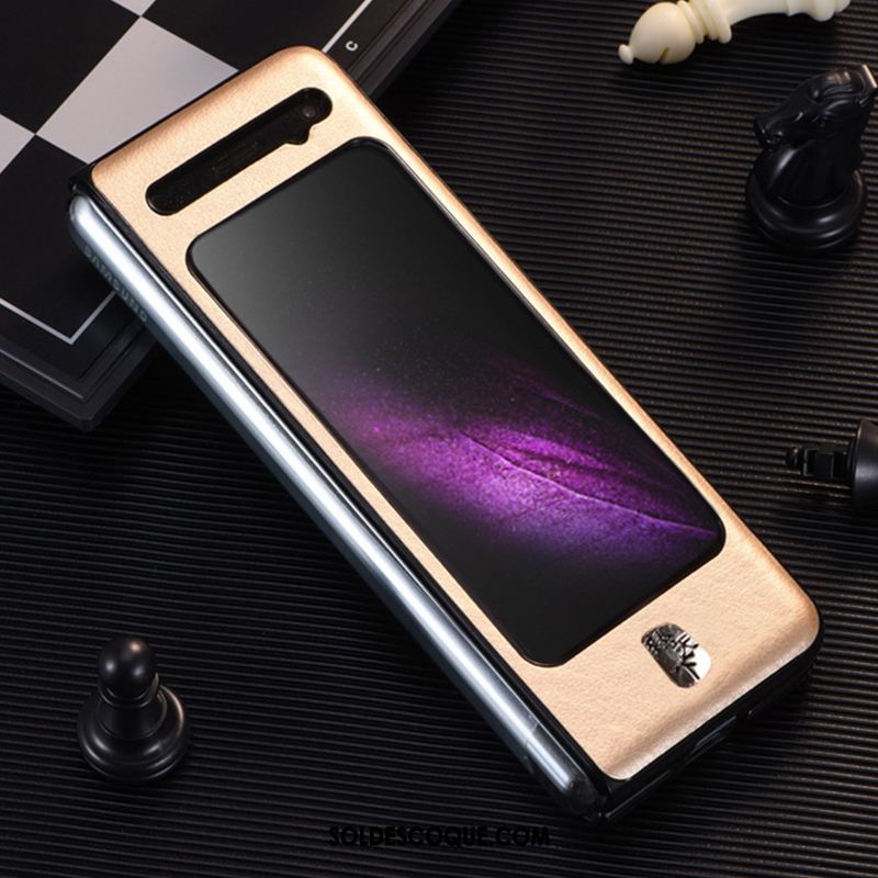 Coque Samsung Fold Protection Divisé Or Étoile Délavé En Daim Pas Cher