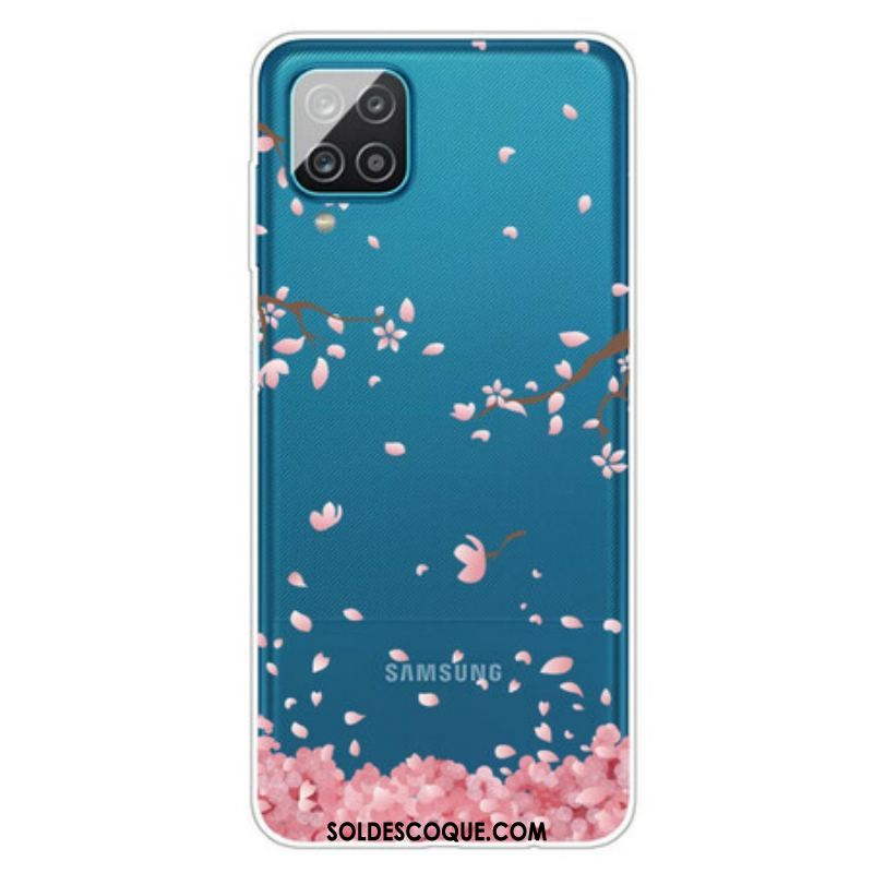 Coque Samsung Galaxy A12 / M12 Branches à Fleurs