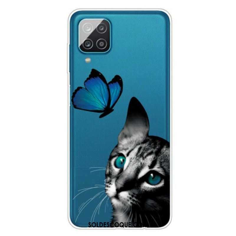 Coque Samsung Galaxy A12 / M12 Chat et Papillon